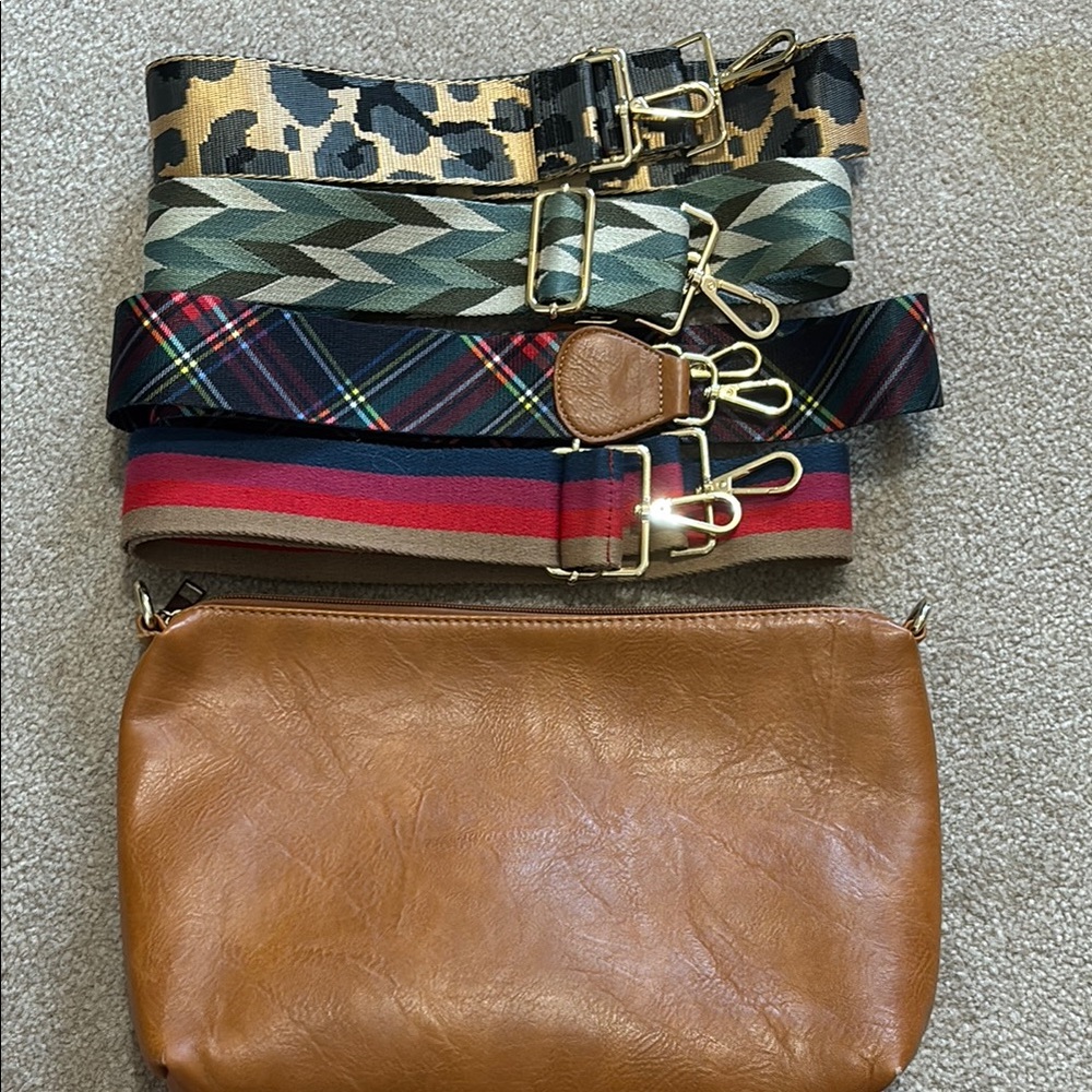 Stylish leather Crossbody Bag with 4 Interchangeable Straps